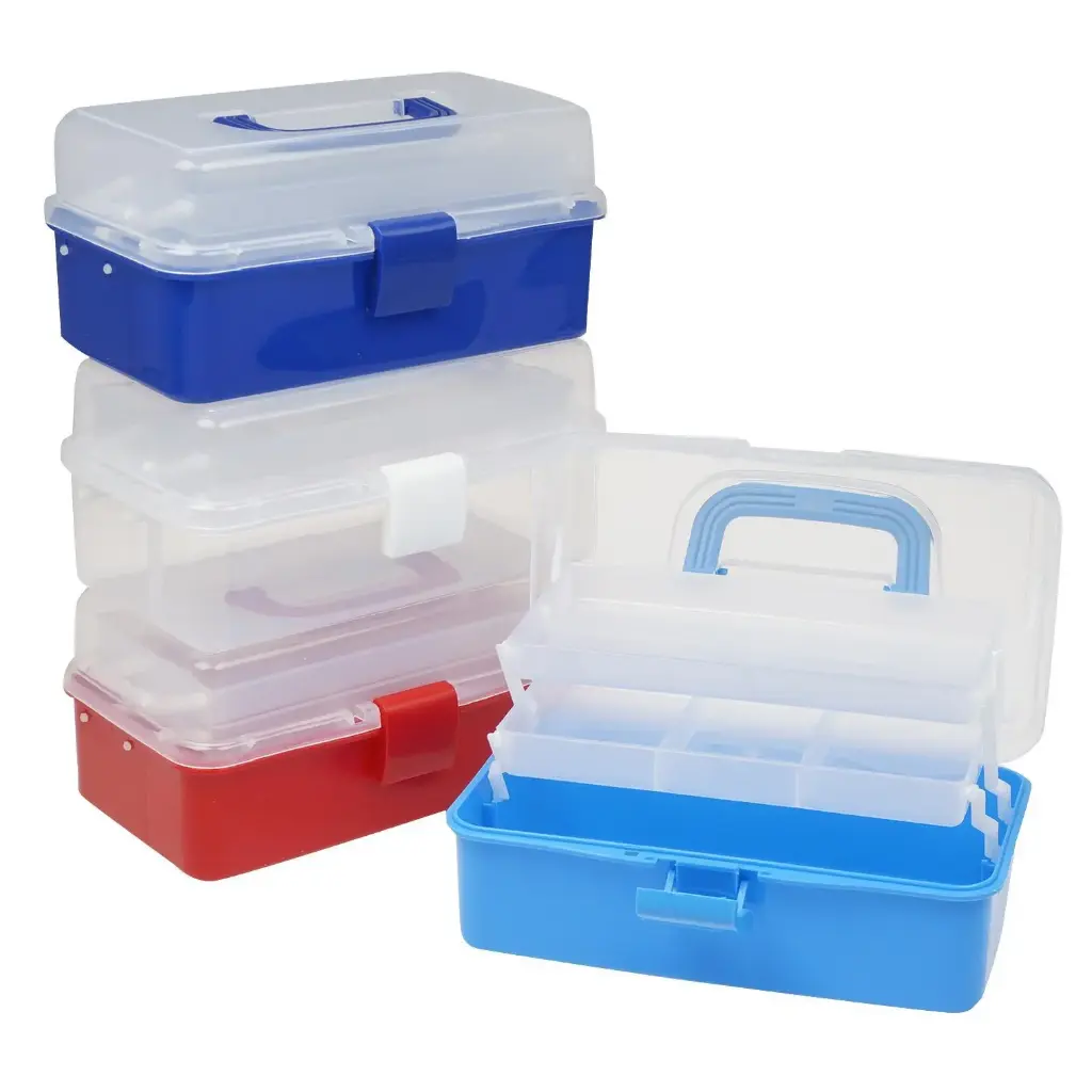 Foldable Three Layers Storage Box for Fishing (12'')صندوق عدة شفاف