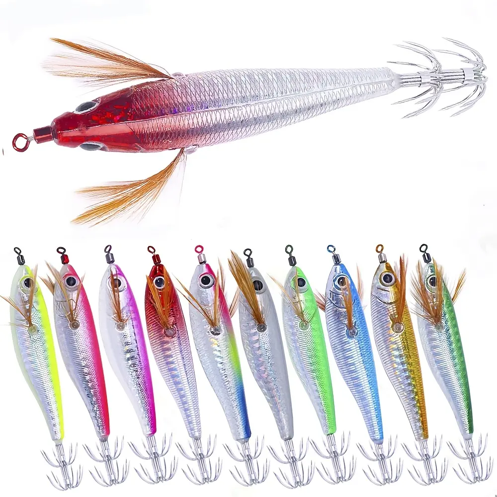 Squid Egi Fishing horizontal glow wooden shrimp lure new Lure