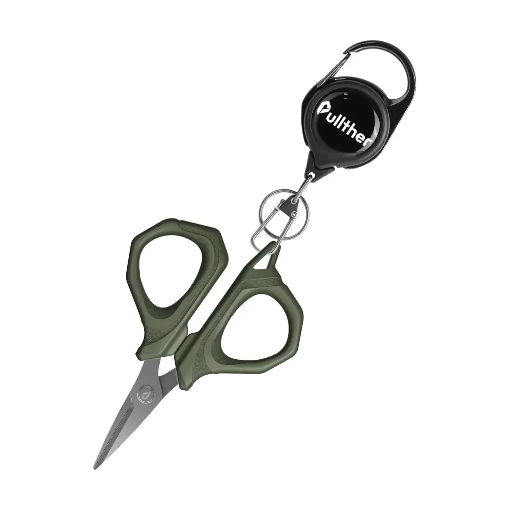 Professional Stainless Steel Fishing Scissors & Retractable Zinger Combo