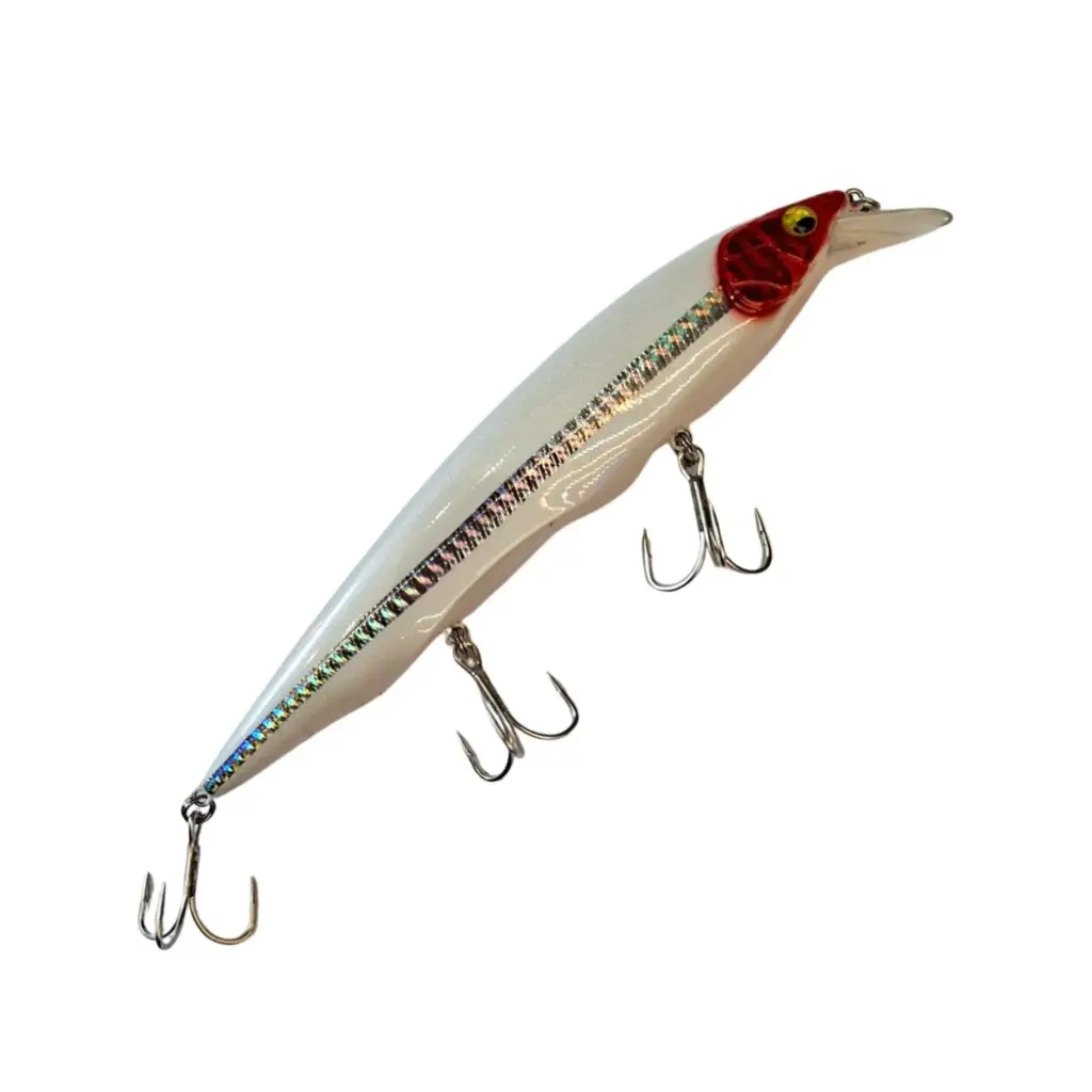 D1DT5012 09F Pearl White Red Head Floating Jerkbait 160mm 30g – Pike & Sea Fishing Wobbler