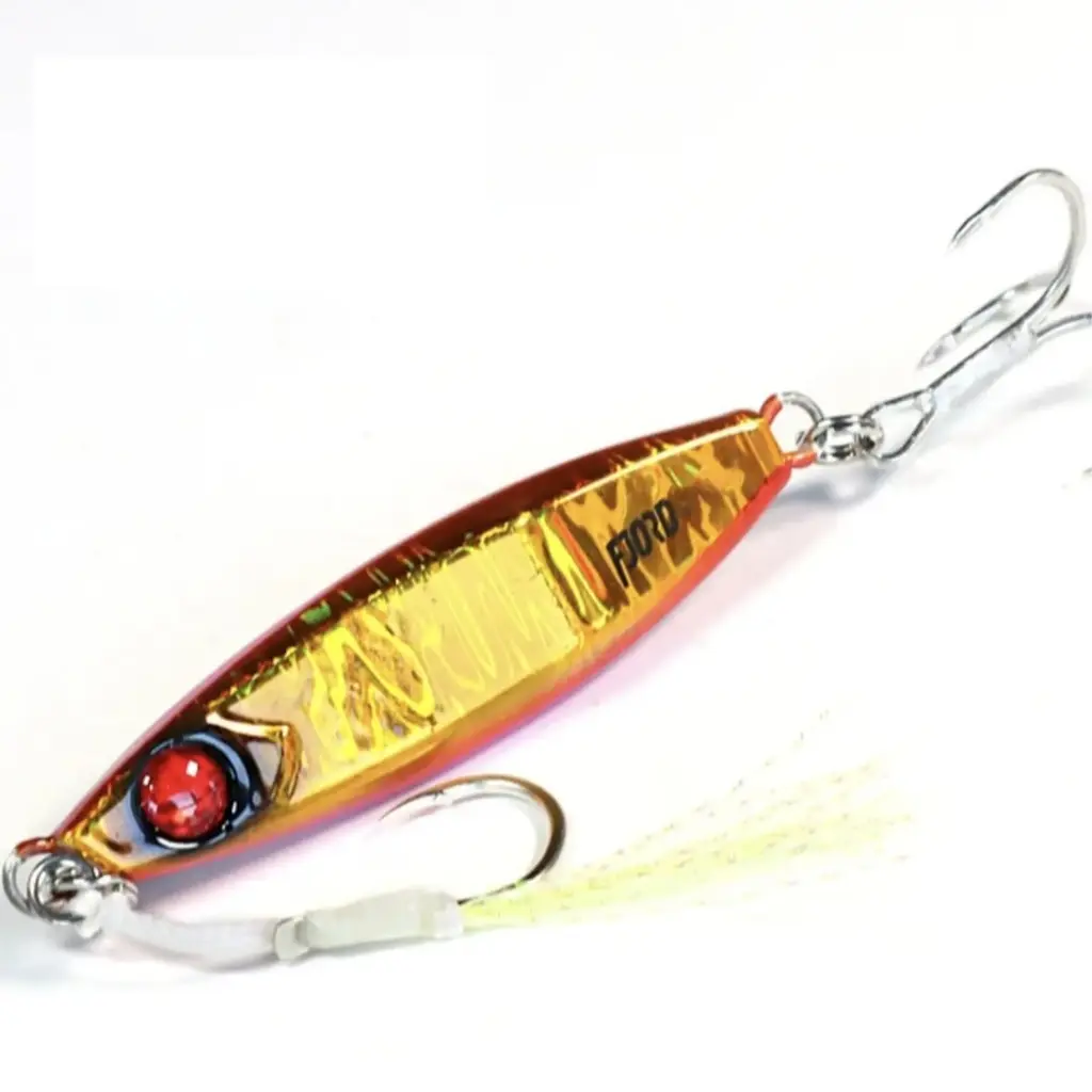 Fjord FJL6304 Metal Jig 80g – Colour 7# Gold Red Holographic Saltwater Jigging Lure