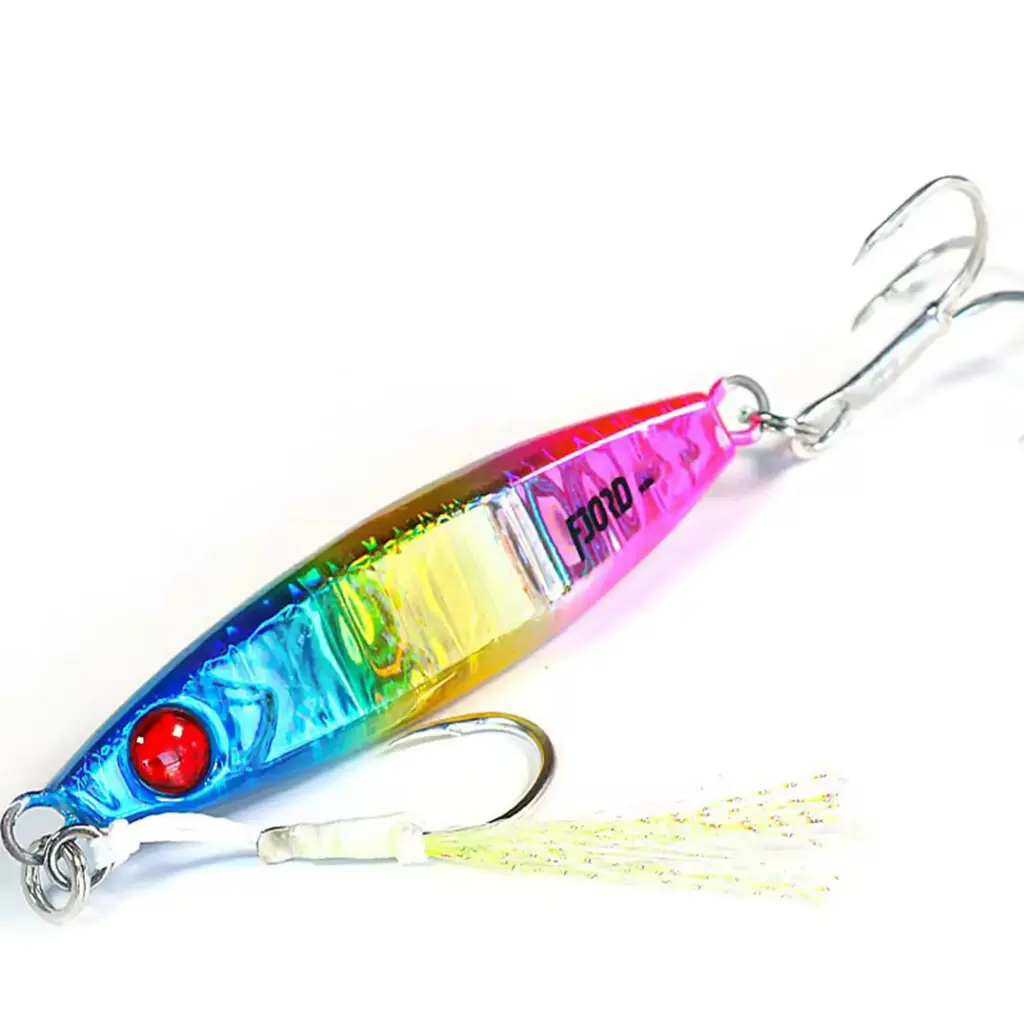 Fjord FJL6304 Metal Jig – Colour 6# Rainbow Holographic Sinking Lure, 40g & 80g