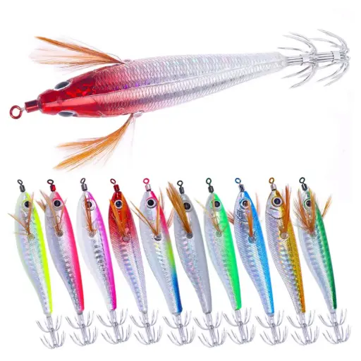 Squid Egi Lure: Professional Horizontal Glow Wood Shrimp