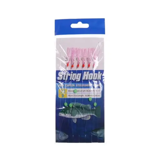 Sabiki Fishing Rig: 6-Hook Rainbow Skin & Luminous Bead Pack