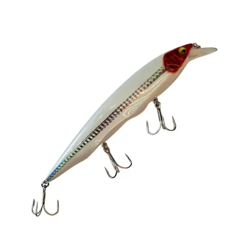 DT5012 09F Pearl White Red Head Floating Jerkbait 160mm 30g – Pike & Sea Fishing Wobbler