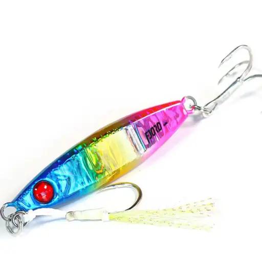 Fjord FJL6304 Metal Jig – Colour 6# Rainbow Holographic Sinking Lure, 40g & 80g